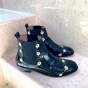 RED Valentino Patent Leather Daisy Ankle Boots